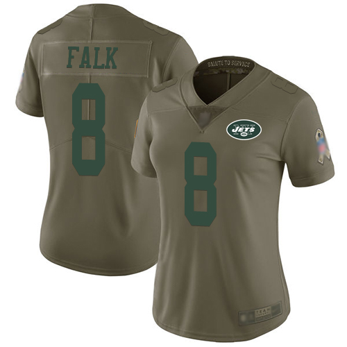 New York Jets Limited Olive Women Luke Falk Jersey NFL Football #8 2017 Salute to Service->youth nfl jersey->Youth Jersey